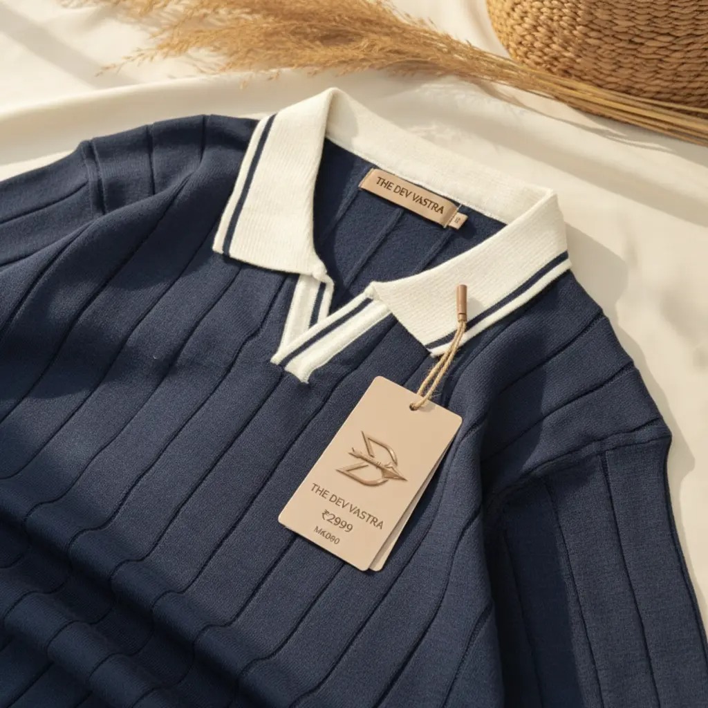 Polo Ribbed T Shirt Premium Cotton Lycra