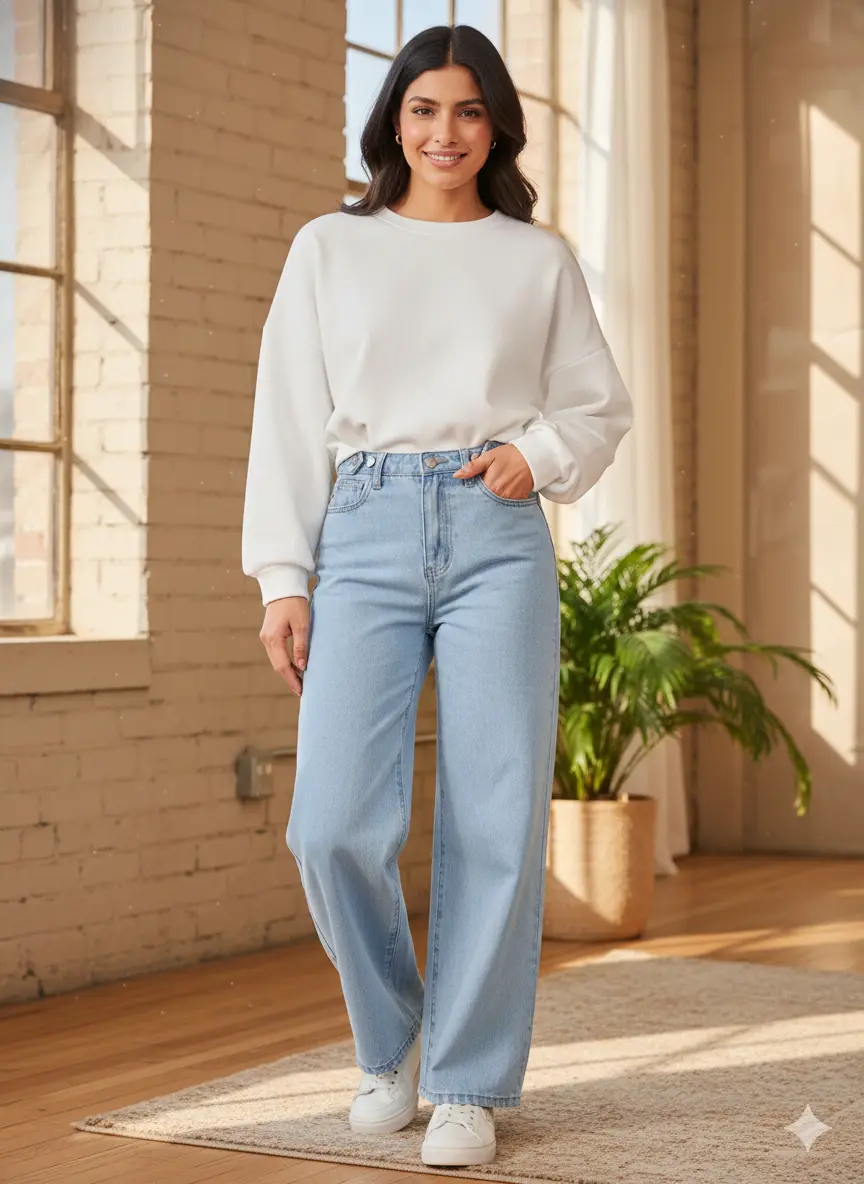 Light Blue High Rise Women Jeans